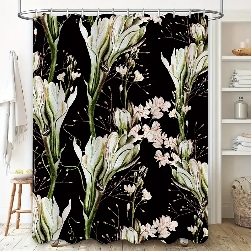 Home Textiles Luxury Curtains - High-end floral waterproof shower curtain luxury