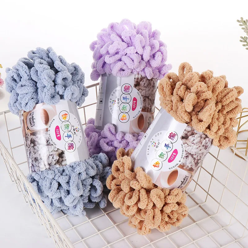 Throw Blanket Chunky Knit - 5pcs100g/Roll Puffy Finger Loop Yarn Needle