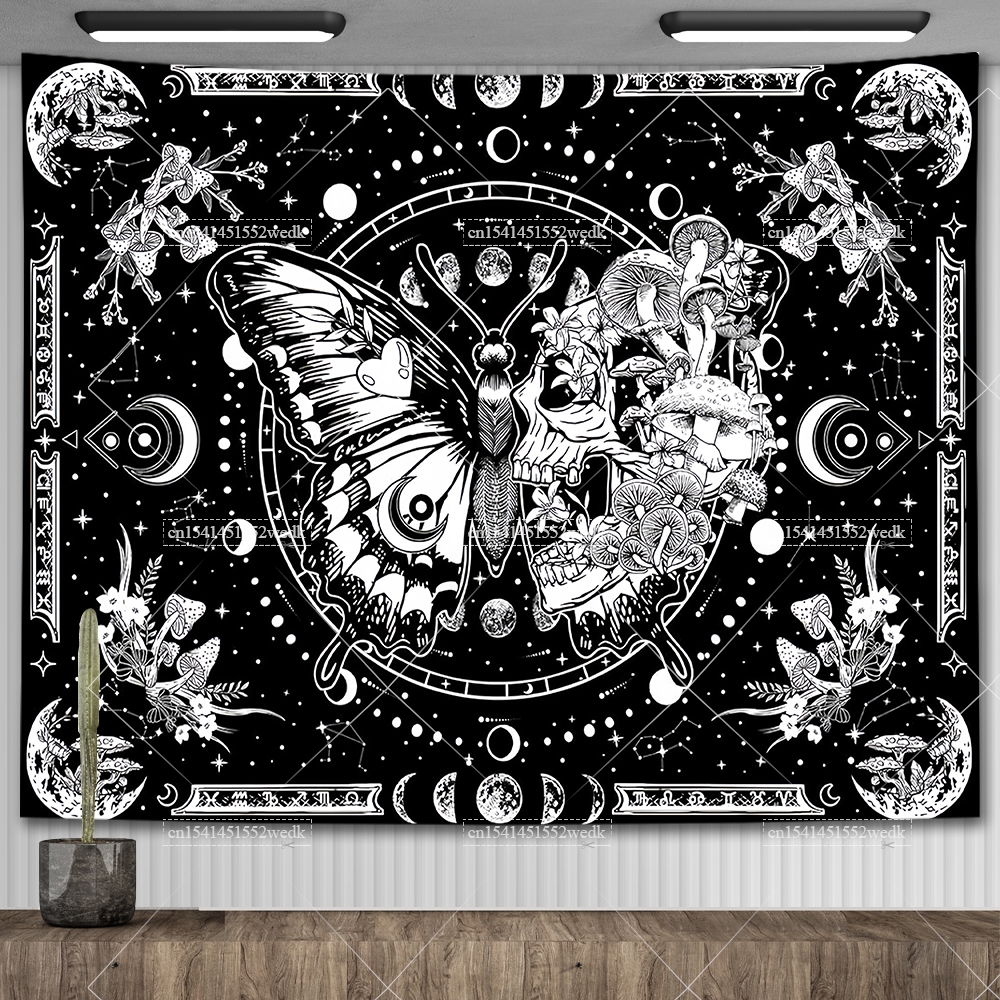 Linum Home Textiles - Skeleton Butterfly Tapestry Black And White