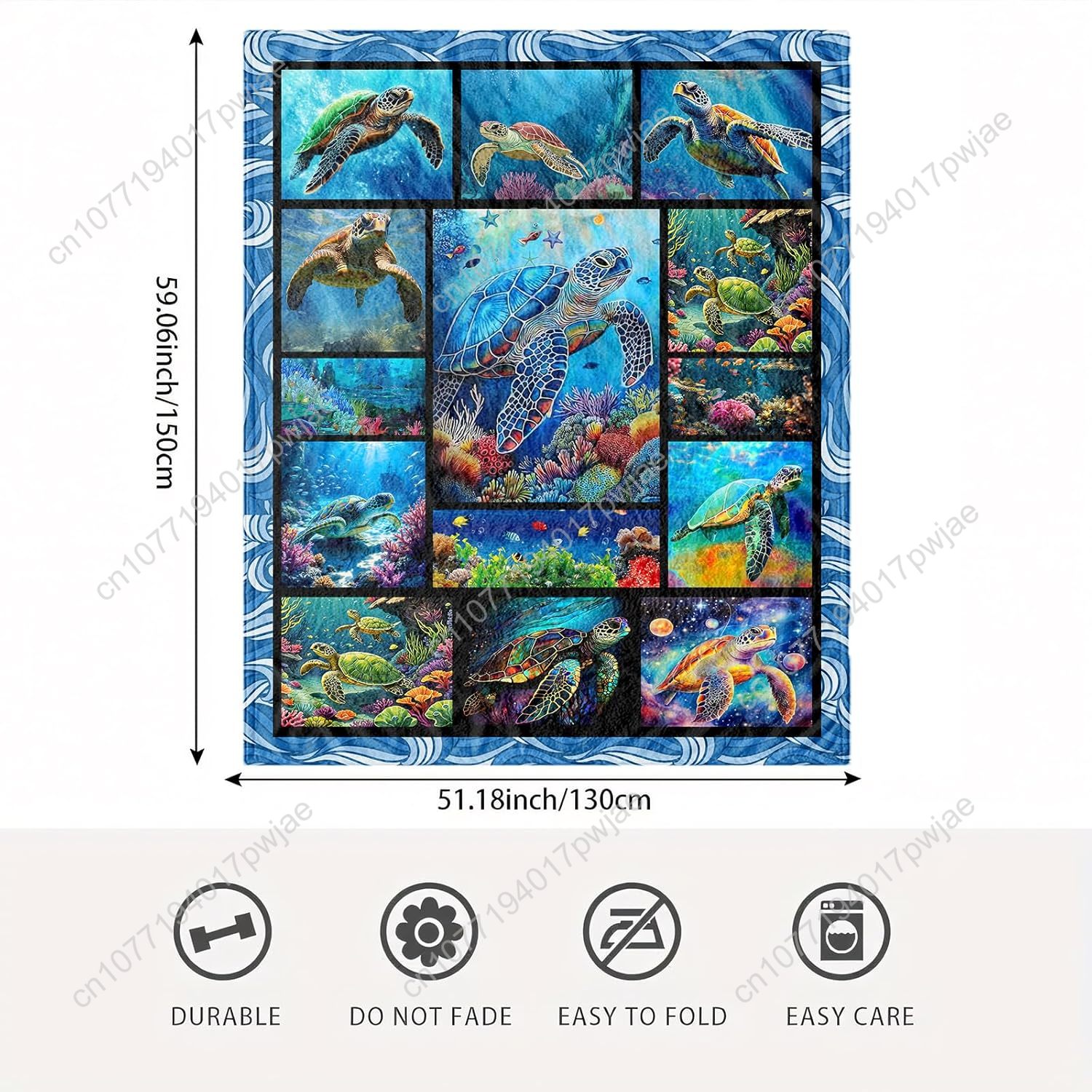 Sea Turtle Flannel Throw Blank - Home Textiles & Decorations review and price