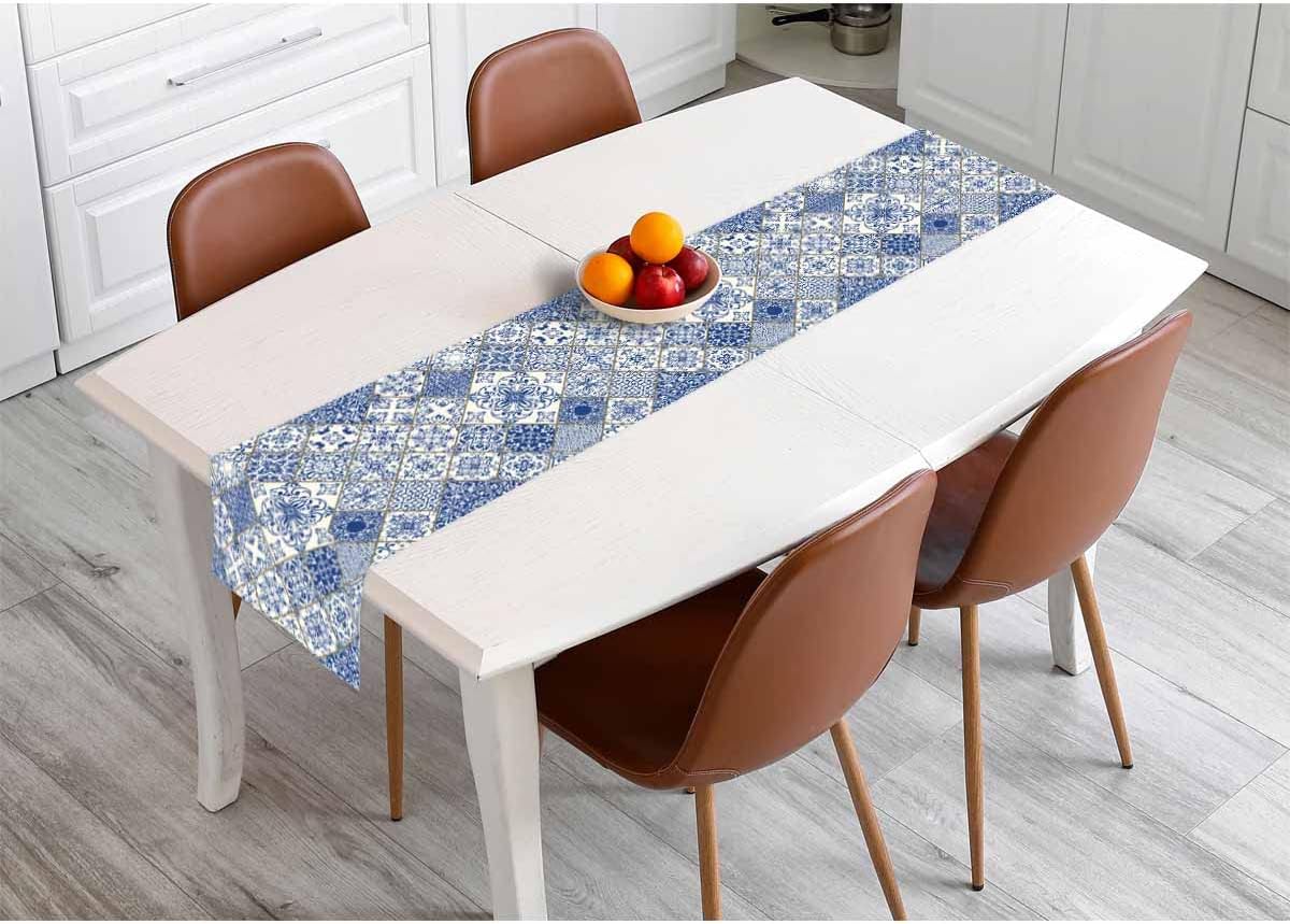 Blue White Patchwork Tile Line - Linum Home Textiles review and price