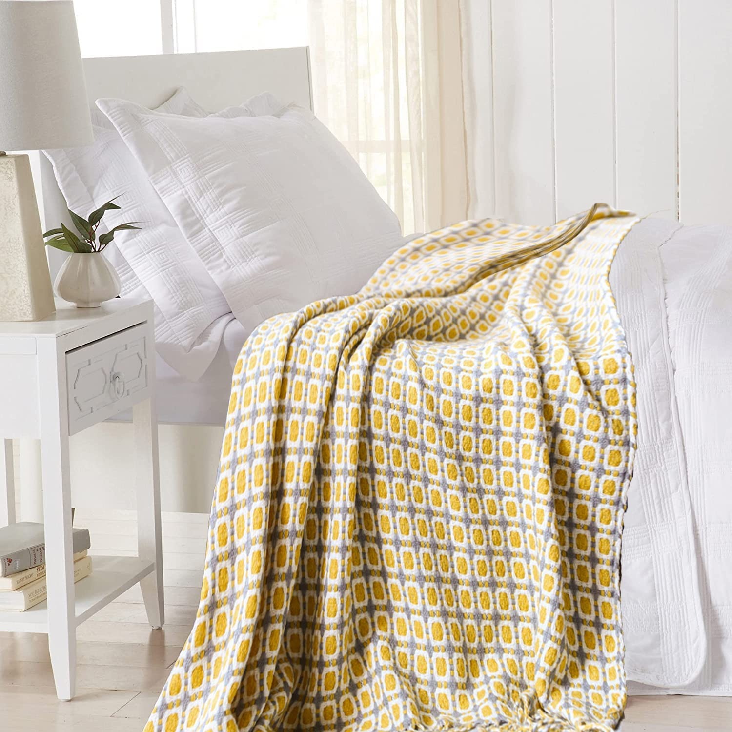 Mustard Yellow Nordic Knitted  - Throw Blanket Chunky Knit review and price