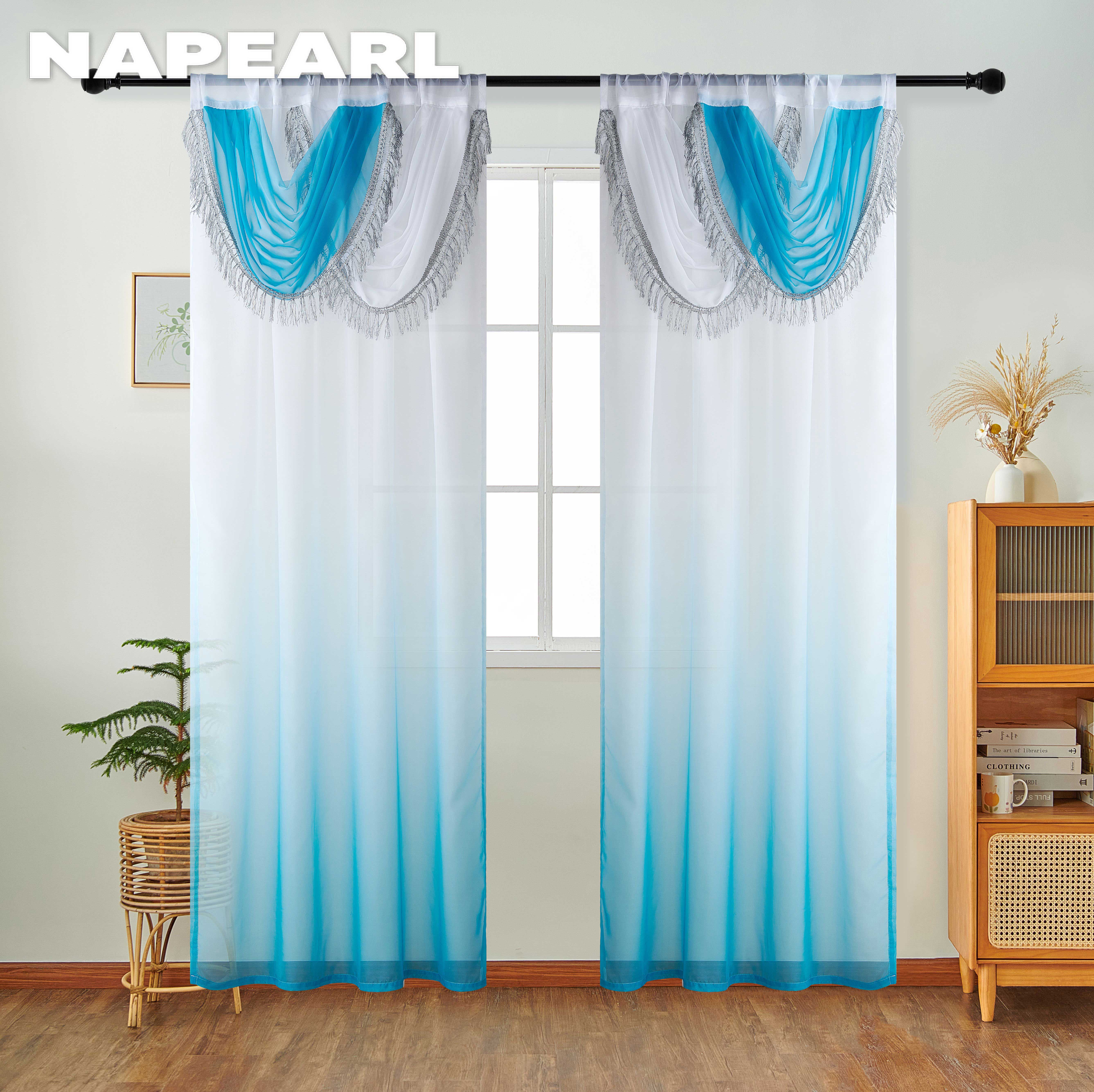 NAPEARL Blue Curtain Head Wave - Home Textiles Luxury Curtains review and price