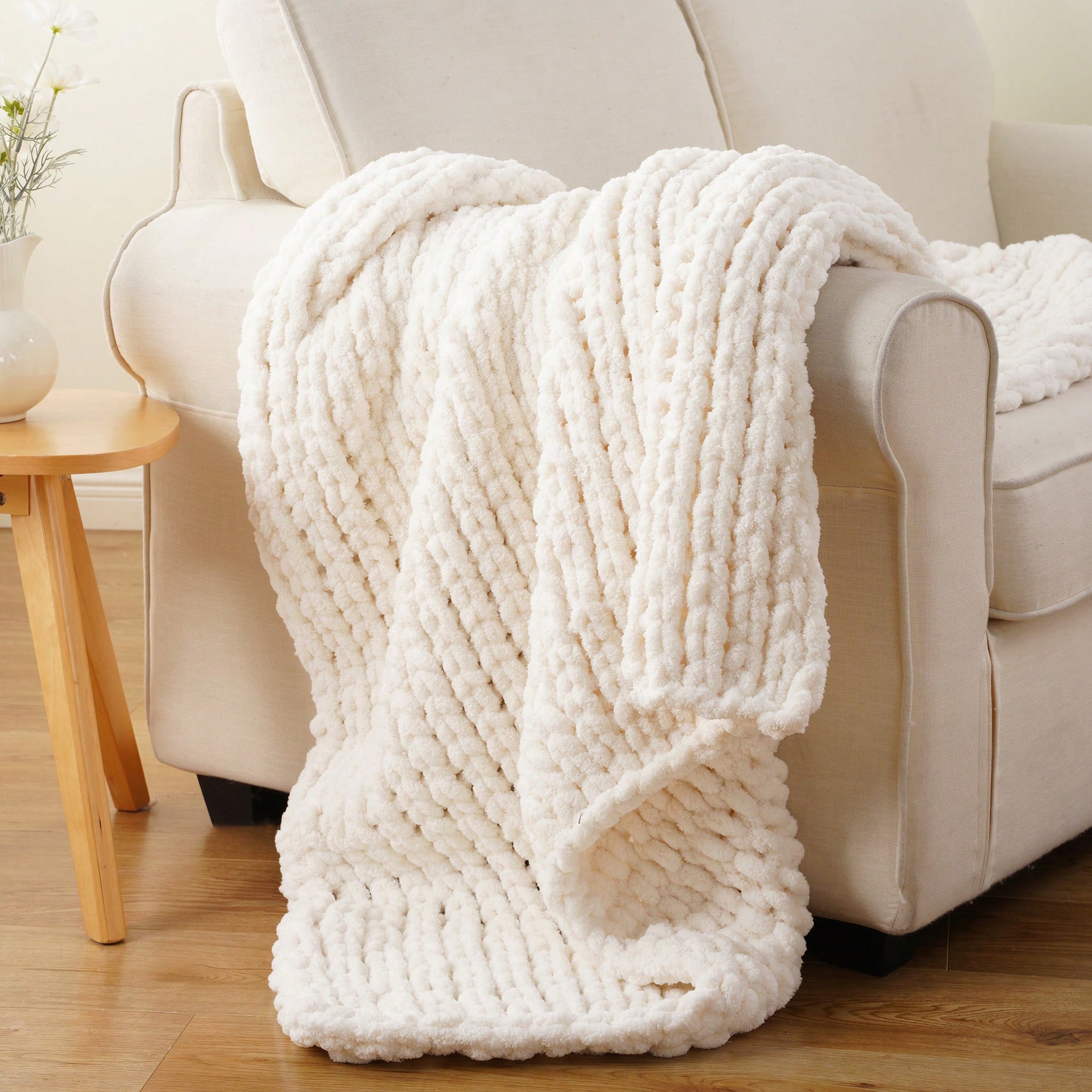 Cream Chunky Knit Throw Blanke - Throw Blanket Chunky Knit review and price
