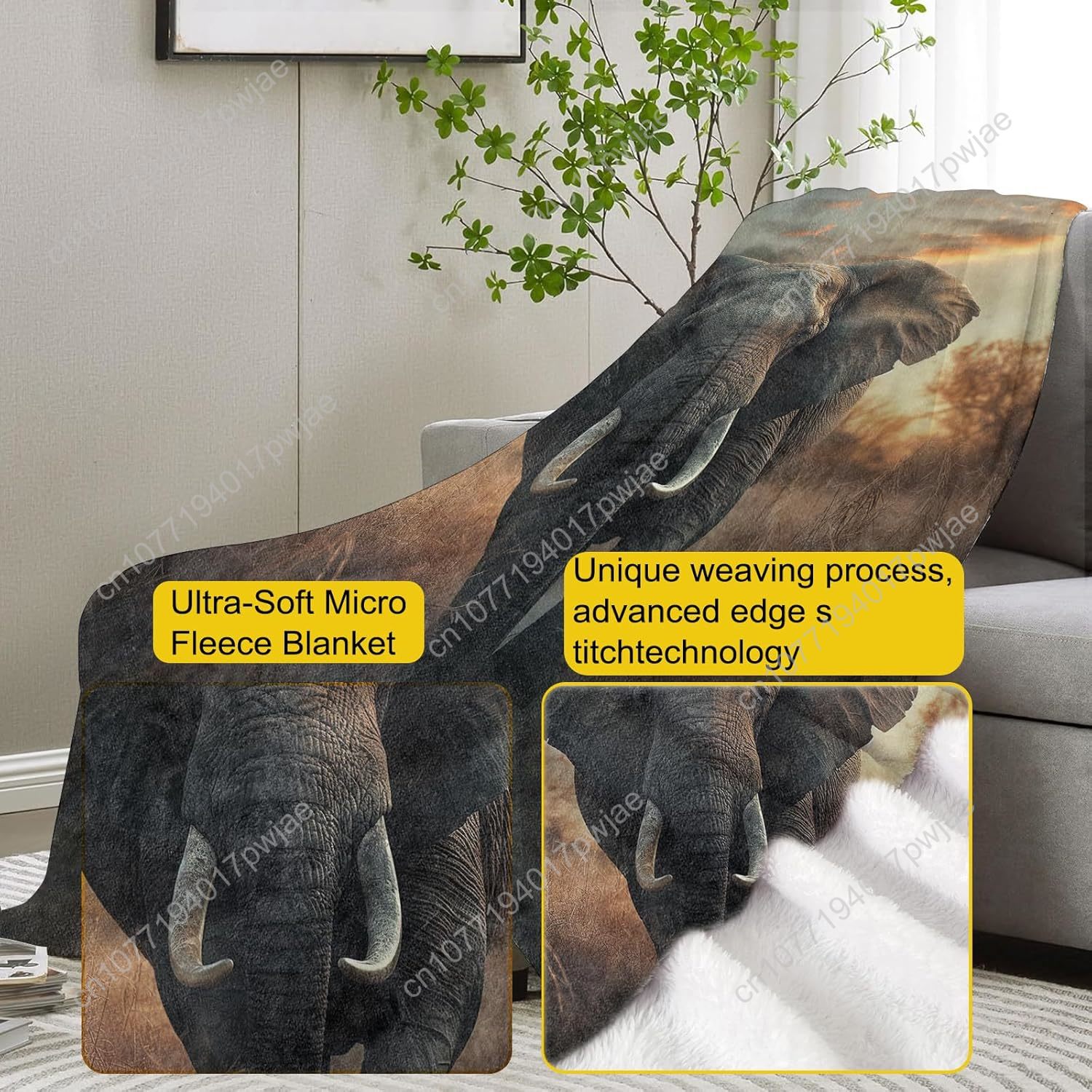 Elephant Fleece Blanket, Reali - Home Textiles & Decorations review and price