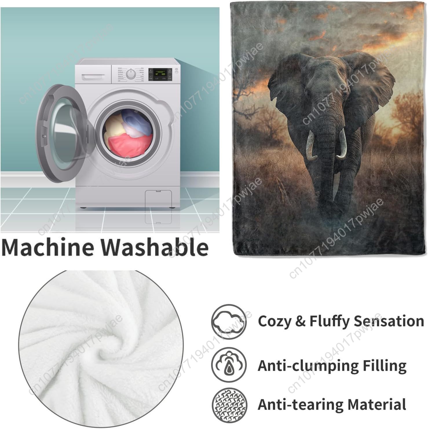 Elephant Fleece Blanket, Reali - Home Textiles & Decorations review and price