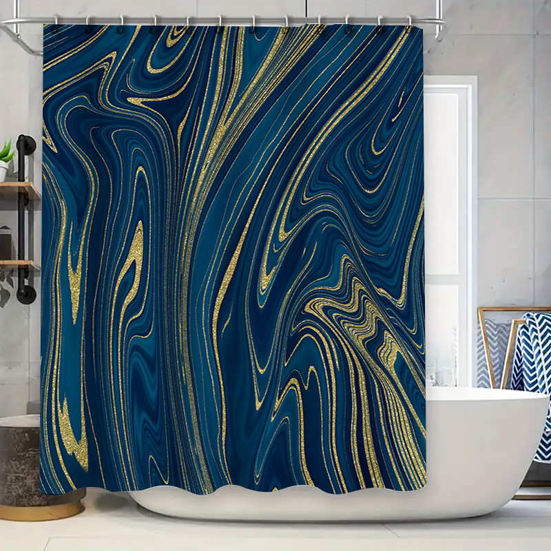 Luxury Blue Gold Shower Curtai - Home Textiles Luxury Curtains review and price