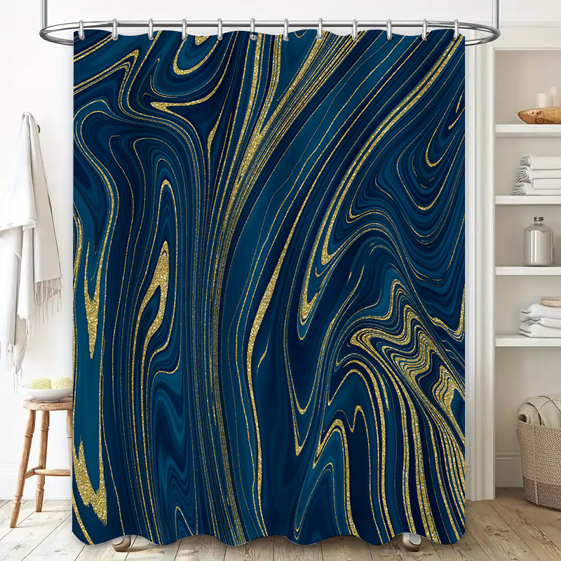 Luxury Blue Gold Shower Curtai - Home Textiles Luxury Curtains review and price