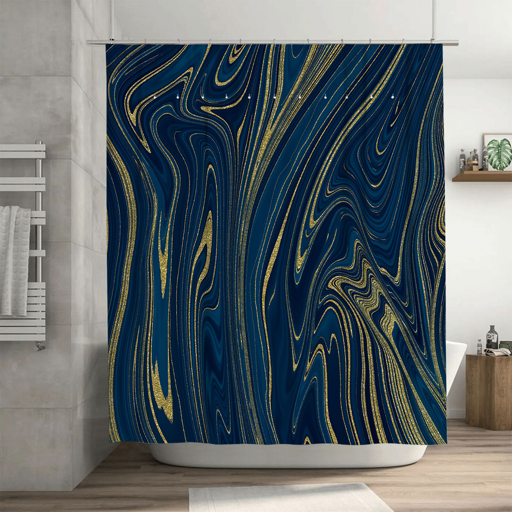 Luxury Blue Gold Shower Curtai - Home Textiles Luxury Curtains review and price