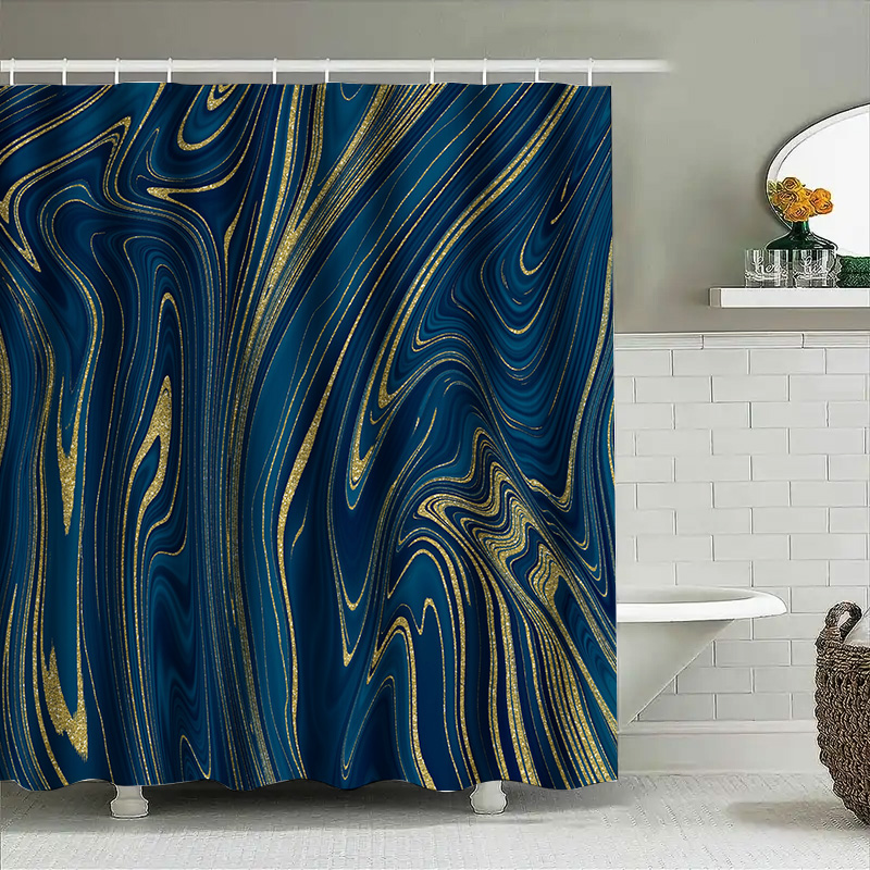 Luxury Blue Gold Shower Curtai - Home Textiles Luxury Curtains review and price