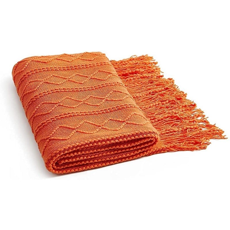 Orange Knitted Throw Blankets  - Throw Blanket Chunky Knit review and price