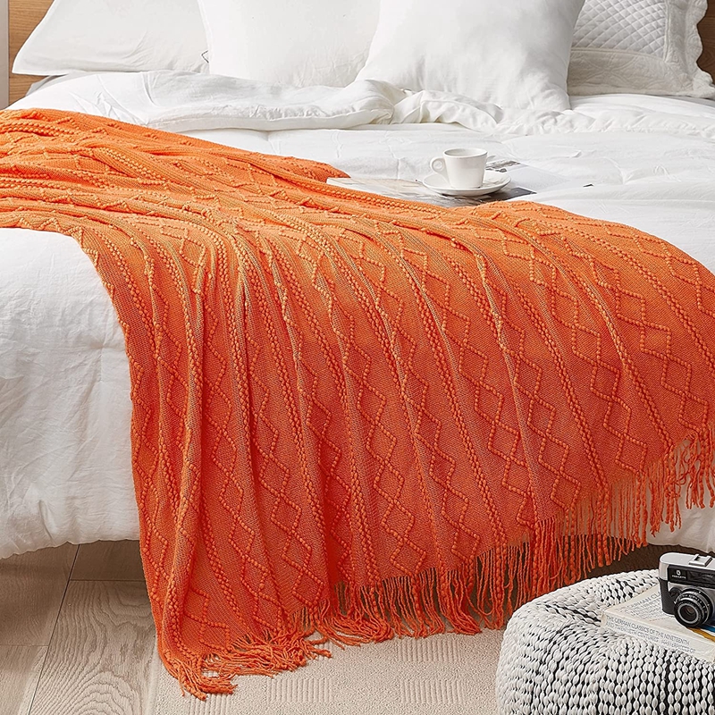 Orange Knitted Throw Blankets  - Throw Blanket Chunky Knit review and price