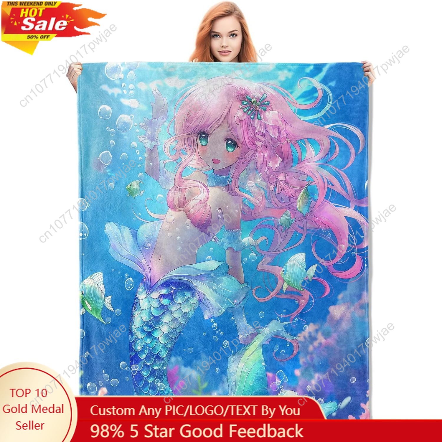 Cute Mermaid Blanket Cartoon F - Home Textiles & Decorations review and price