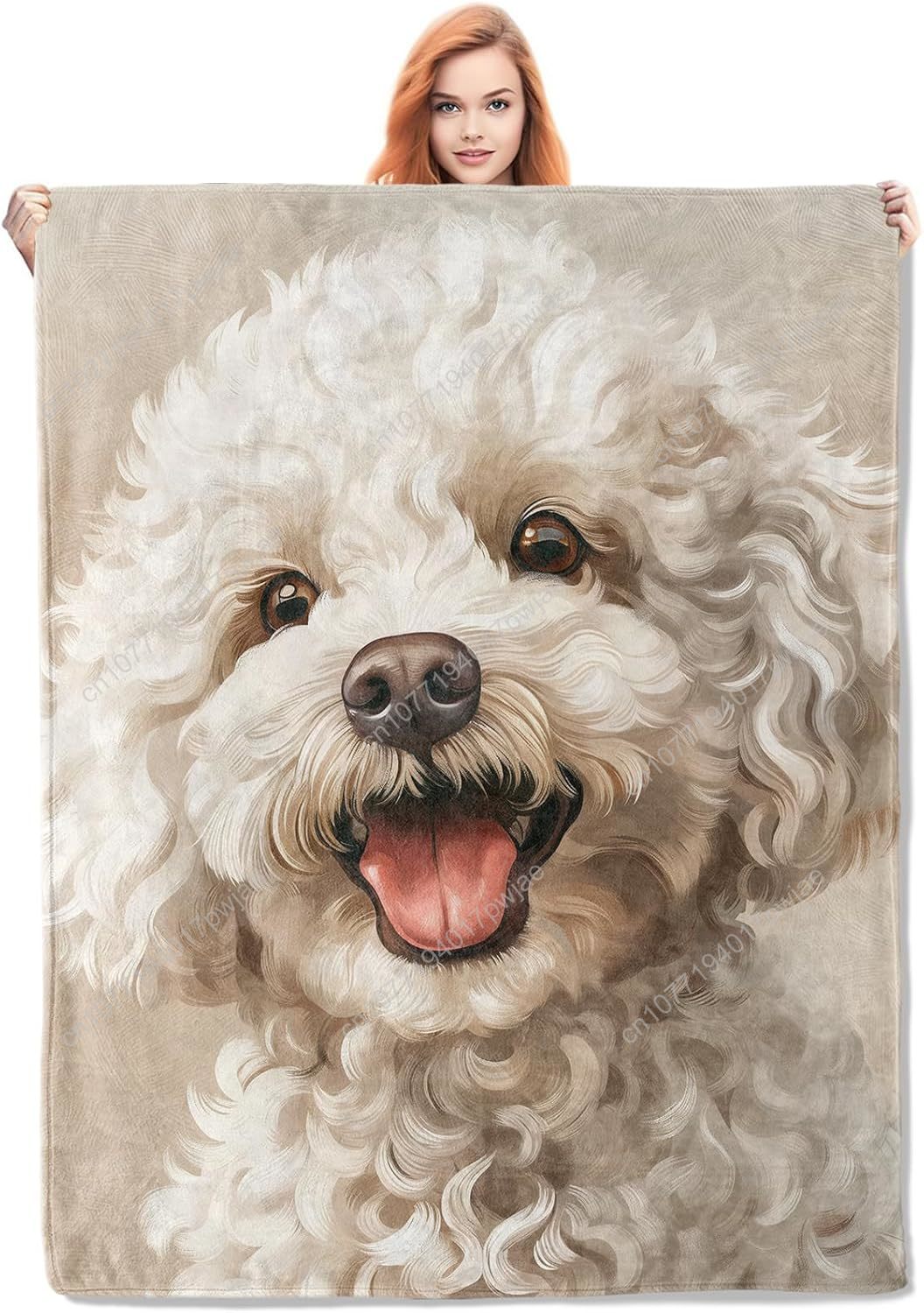 Joyful Poodle Portrait Blanket - Home Textiles & Decorations review and price