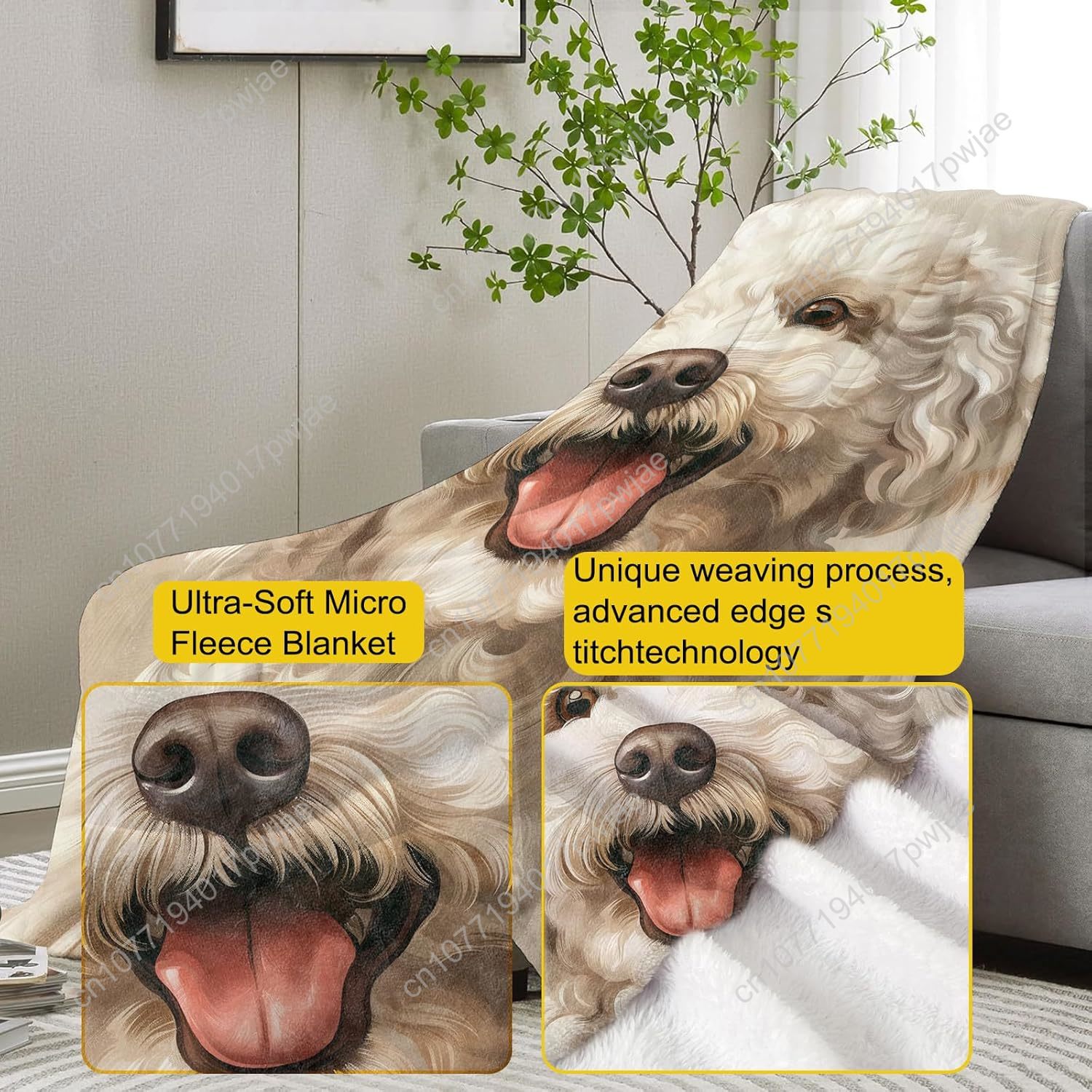 Joyful Poodle Portrait Blanket - Home Textiles & Decorations review and price