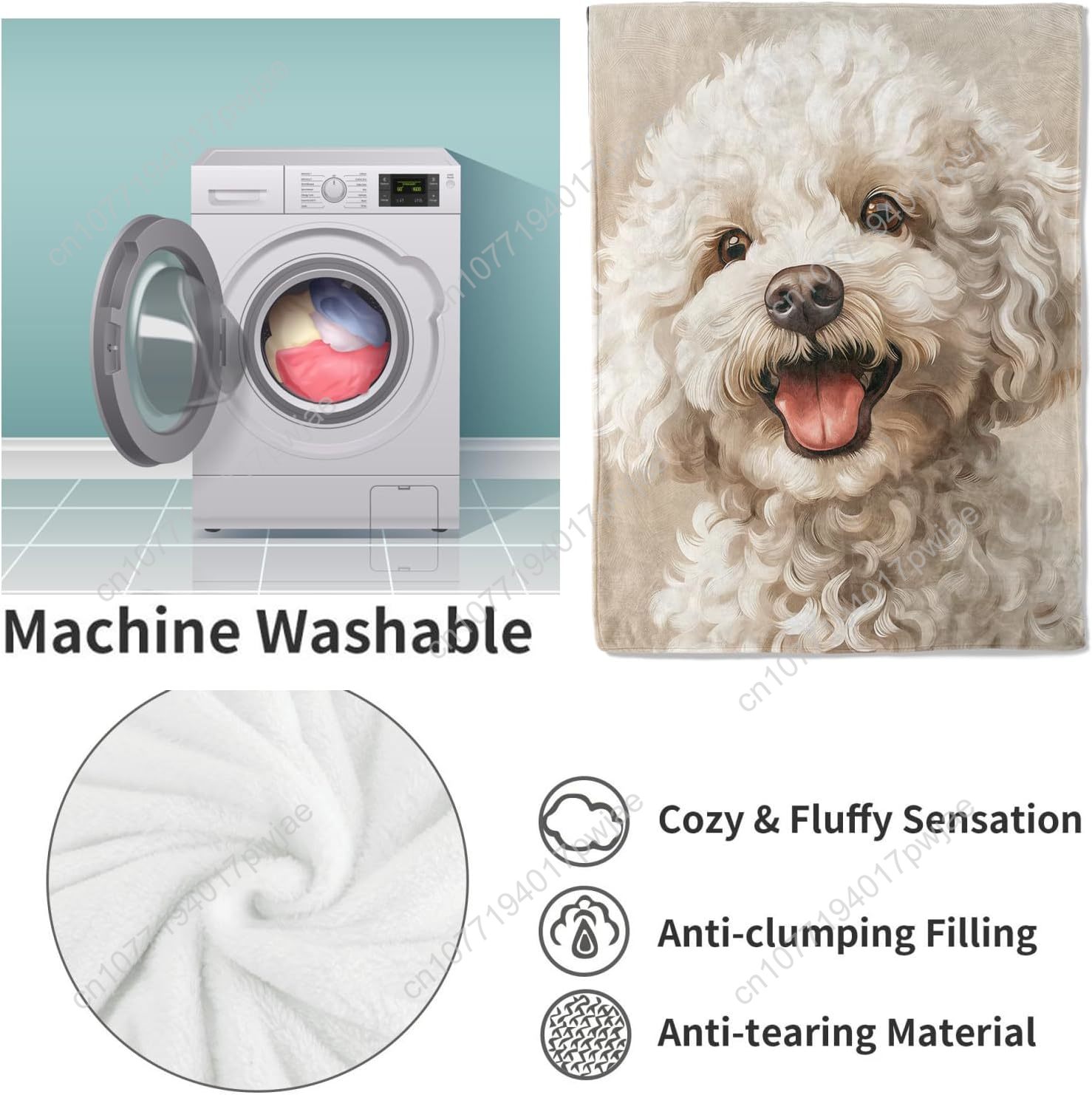 Joyful Poodle Portrait Blanket - Home Textiles & Decorations review and price
