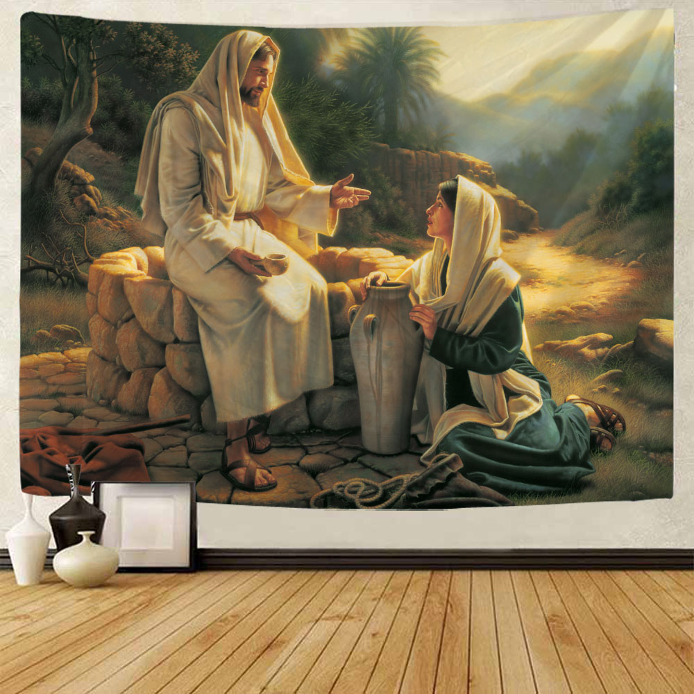 Jesus illustration art tapestr - Linum Home Textiles review and price