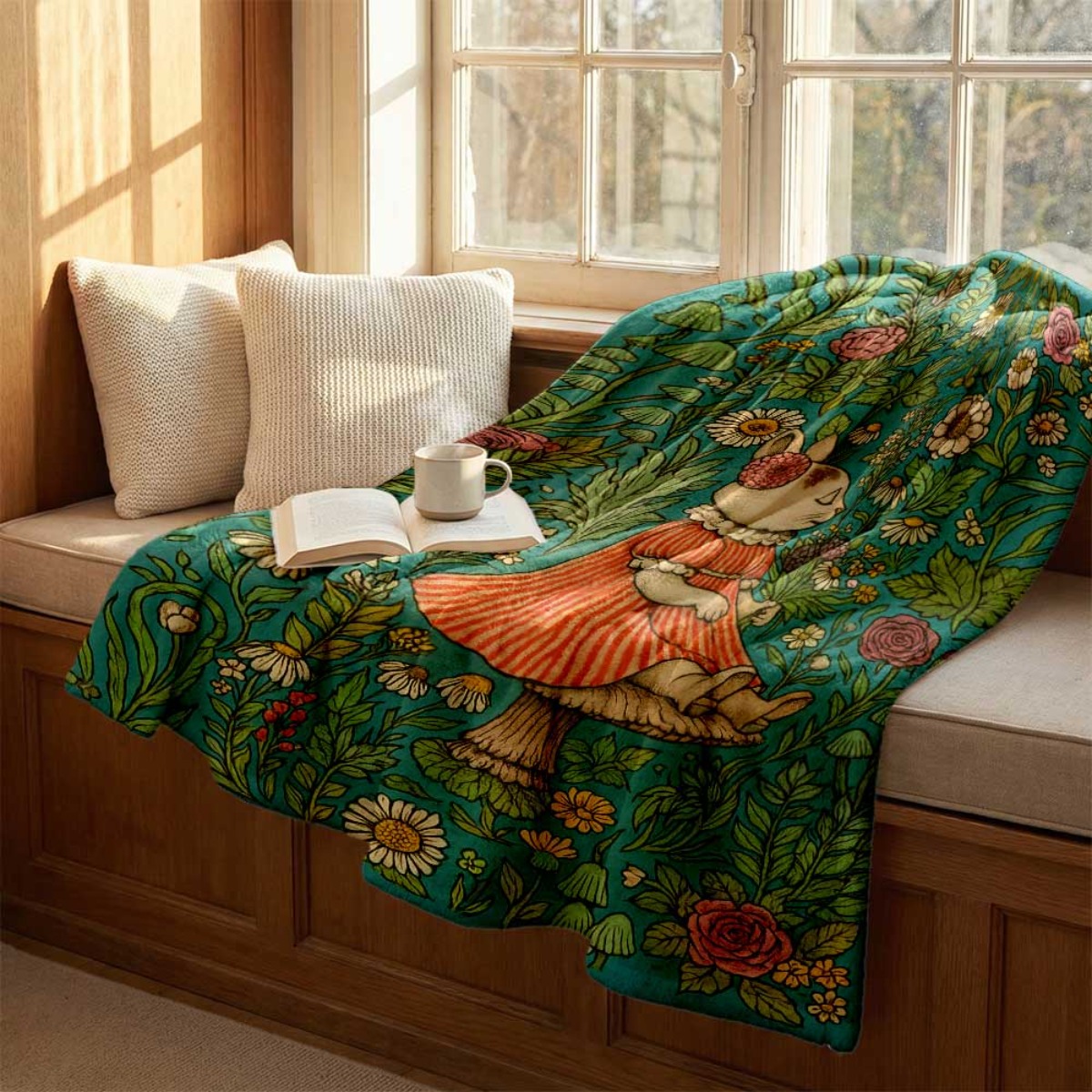 Whimsical Floral Rabbit Throw  - Throw Blanket Chunky Knit review and price