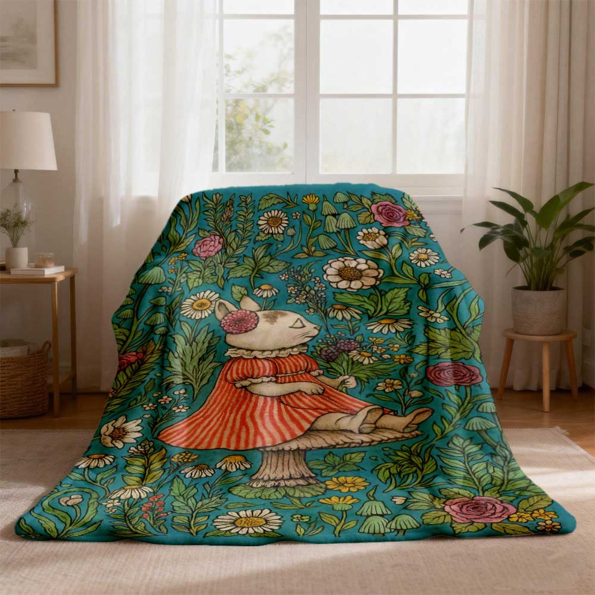 Whimsical Floral Rabbit Throw  - Throw Blanket Chunky Knit review and price