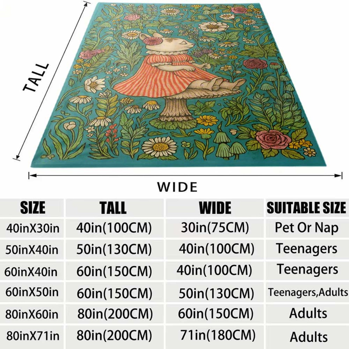 Whimsical Floral Rabbit Throw  - Throw Blanket Chunky Knit review and price